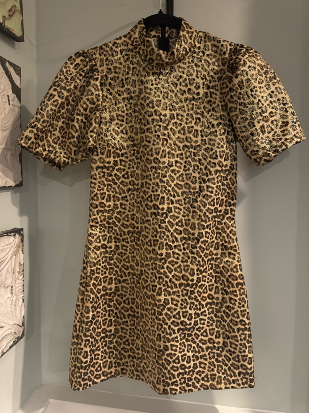Zara Leopard Print Sparkle A-Line  Mini Dress - XS